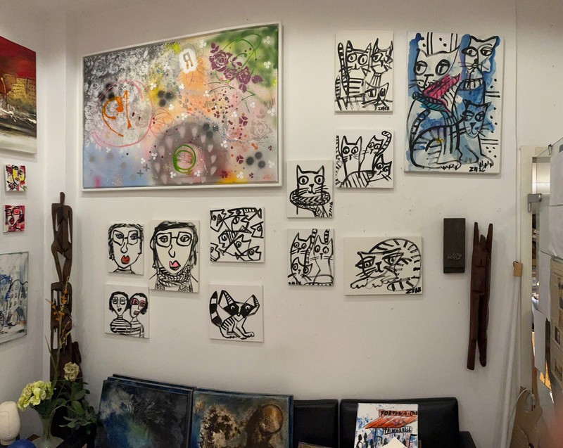 Raccoon B/W Painting Artist ZM Acrylic Picture Stretched Canvas 30x30 gallery