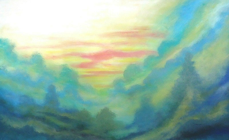 Steven Graff ORIGINAL «Soft Warm Sunset» 34×56 acrylic/unstretched ships rolled
