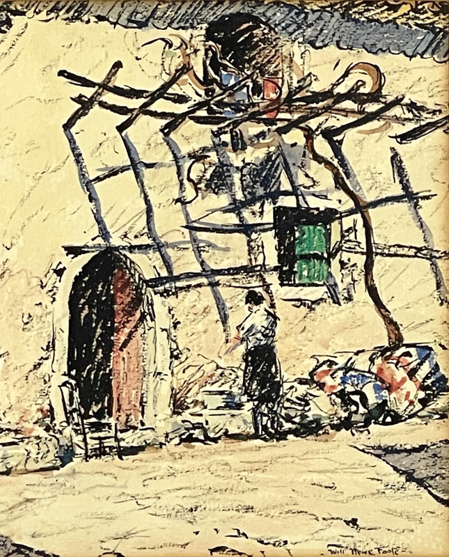 Listed Artist Will Howe Foote (1874-1965) Signed Watercolor & Crayon Painting gallery