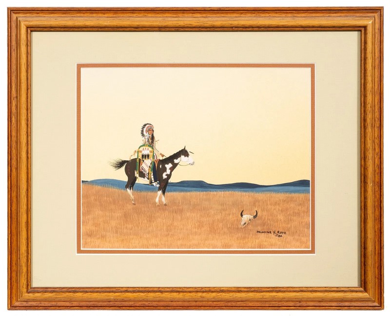 Rare ORIGINAL Painting PALADINE ROYE Listed NATIVE AMERICAN Female Warrior PONCA