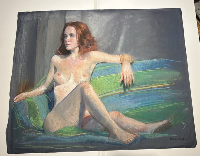 Frank Hensley Original Pastel Painting Beautiful Lady Rare Chicago Illustrator