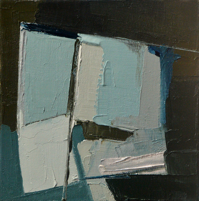 Dark Earth Tone Abstract Textured Wall Art, Modern Blue Painting Framed gallery