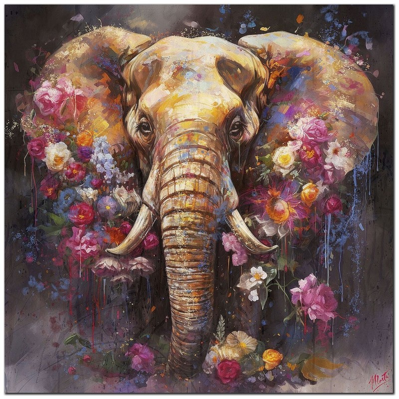 Colorful Elephant No. 1 by Wiley Gallery-Wrap Canvas Giclee Art (30 in x 30 in)