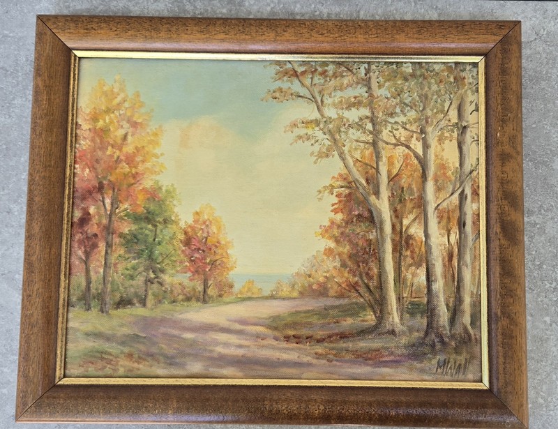 16 X 13″ Impressionist Oil Painting Artist Signed M. Wall Autumn Scene FREEUSHIP
