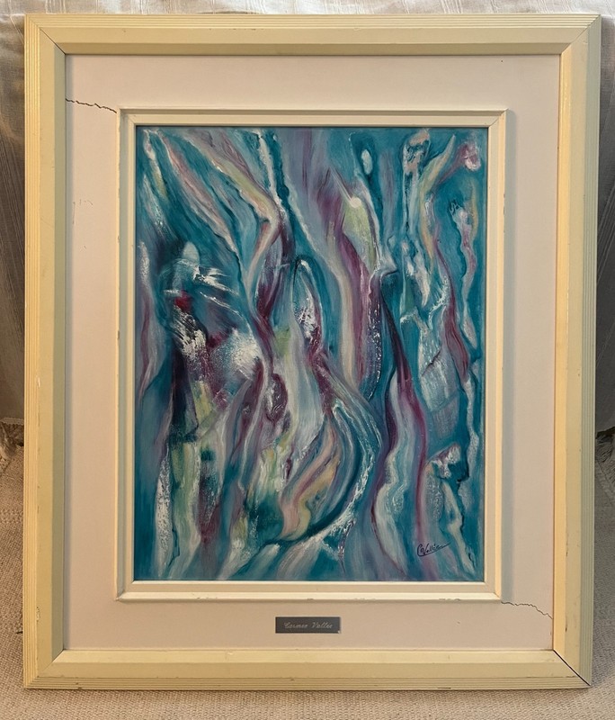 Carmen Vallée Signed Abstract Painting Canadian Québec Oceanic Flow Contemporary
