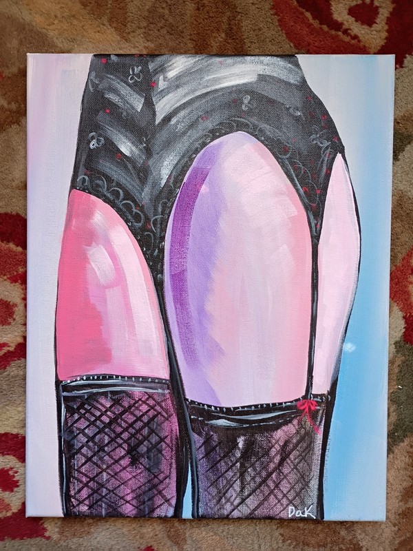 Black Garter Legs 11x14 Canvas Original Art Sexy Woman Expressionism Abstract gallery