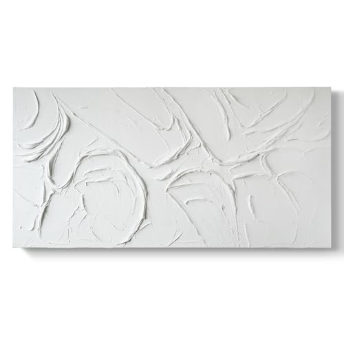 Abstract Textured Wall Art Hand Painted White Canvas Modern Oil WhiteAbstract