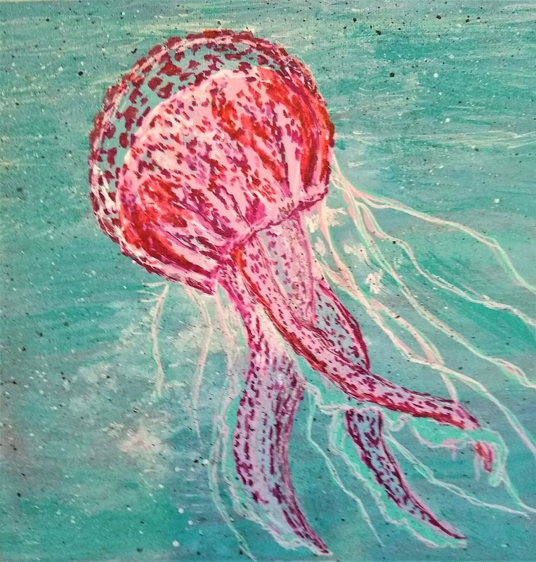 Rose Jellyfish 12 in square canvas.
