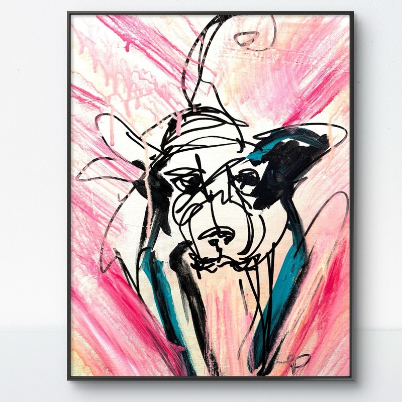 Original Abstract Expressionism 11x14Dog Handmade Signed Unique Fine Art 92