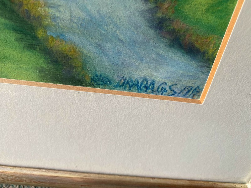 ::G.S. Draga Gemälde Pastell 1917 Neueburg a.d. Donau selten Panorama Gemälde gallery