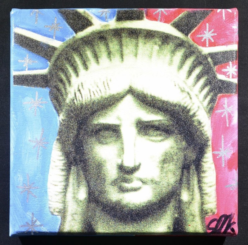 Framed. Steve Kaufman, Original “Lady Liberty”. Hand signed SAK on front. COA.