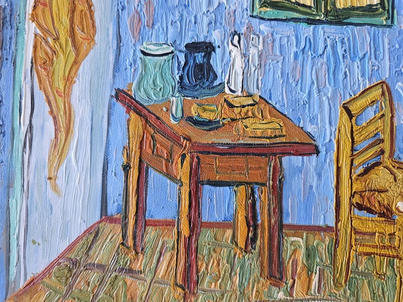 Vincent Van Gogh Oil Painting by Dutch Artist Geelong Signed 1970 "The Bedroom" gallery