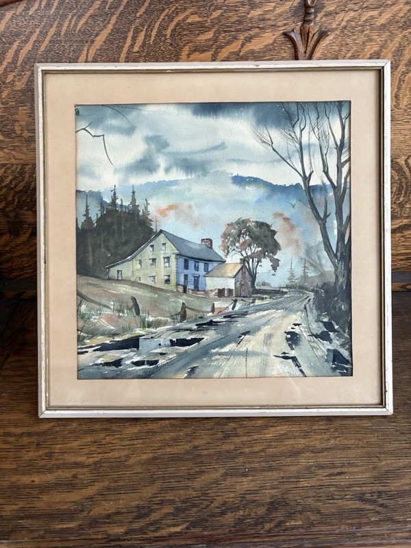 Rochester New York “Fall” Realism Watercolor Painting New England School C 1958