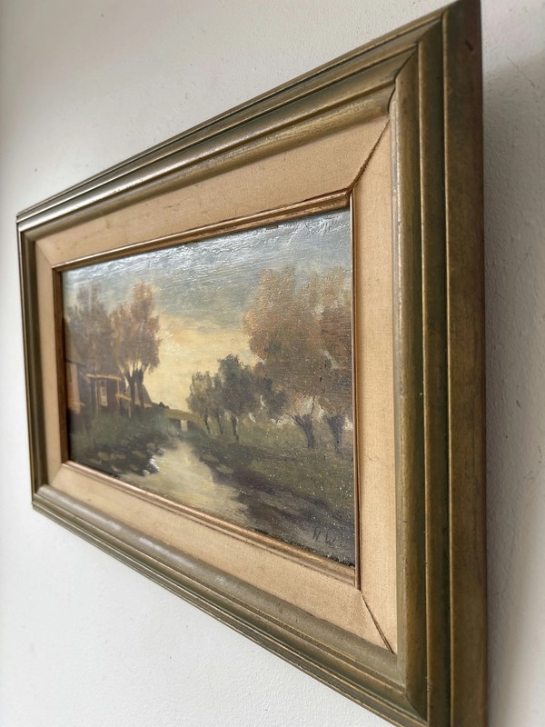 Classic Oil Painting Landscape "Riverbank Cottage" Refined Medium Artwork gallery