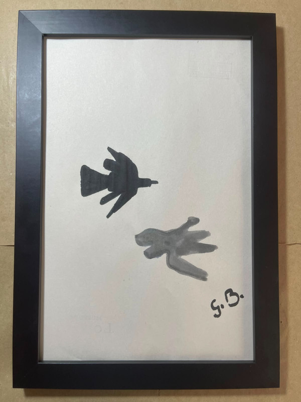 GEORGES BRAQUE drawing framed on sealed and signed wood