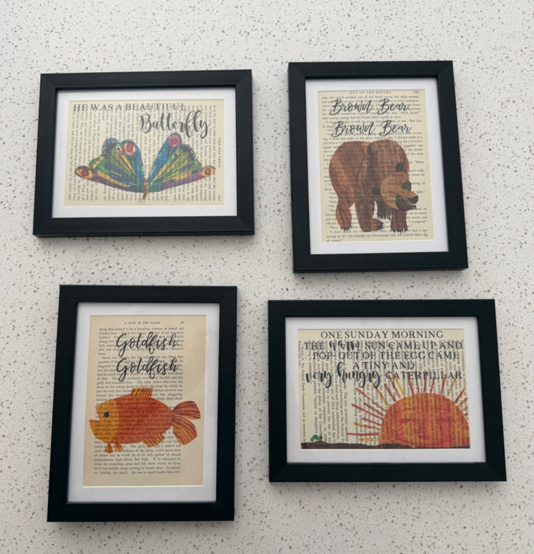 Set of 4 Eric Carle Inspired Framed Art Paintings