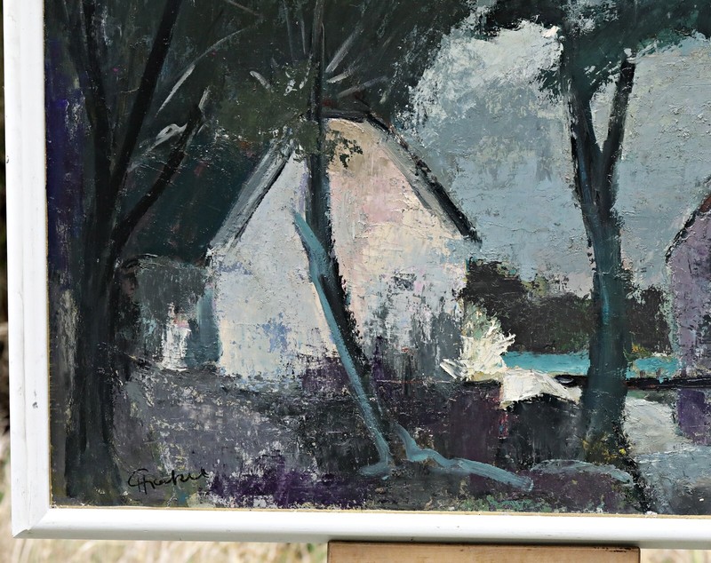 Helmut Gockel Signed Original Oil on Wood Landscape Painting, Framed OOAK gallery