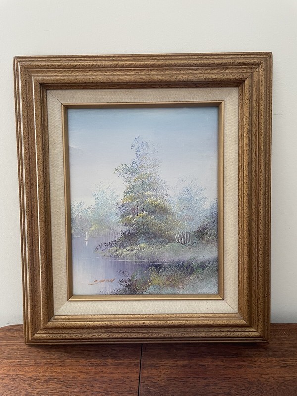 Vintage Beautiful Pastel Nature Tree Scene Painting Nursery Gift Home Cottage