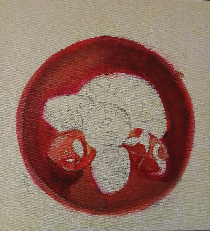 Original OOAK Abstract Acrylic Painting Still Life Food Art on Canvas By Mia M gallery