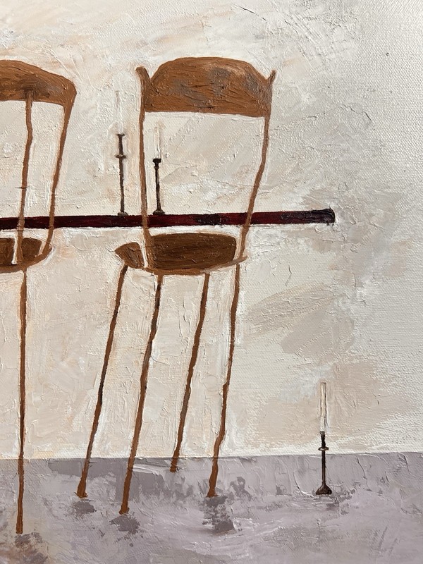 OOAK Table, Chairs, And Candles Oil On Canvas Painting 20x24 Signed gallery