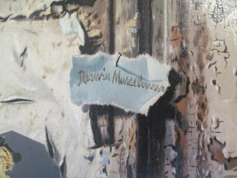 DARWIN MUSSELMAN OIL PAINTING Trompe-l'œil SURREALISM MODERNISM 1960'S Listed gallery