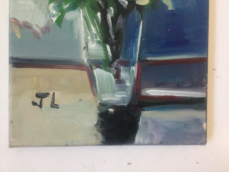 Jose Lima - Impressionist Original Oil Painting Signed and Inscribed Flowers gallery
