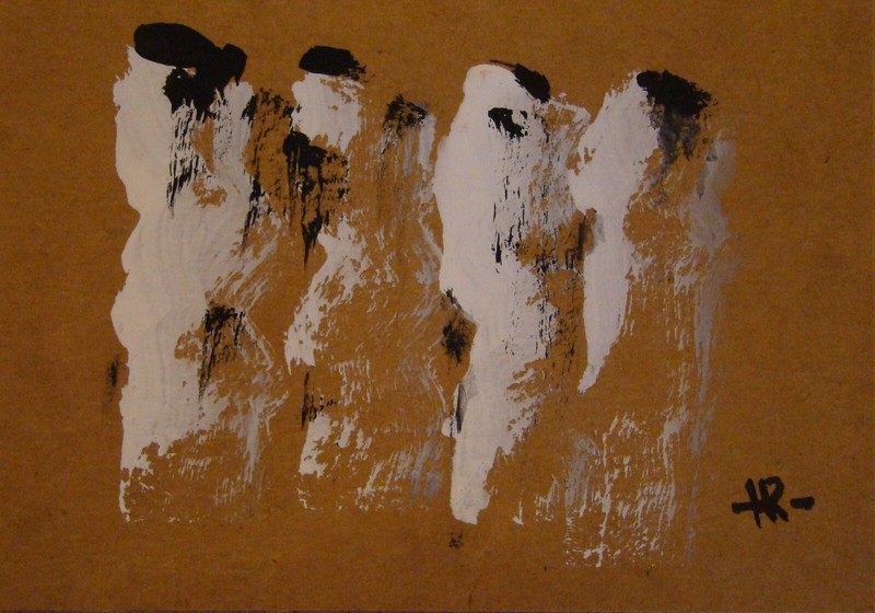 Acrylic and Art Marker Abstract Painting ACEO ATC 2.5 x 3.5 inches