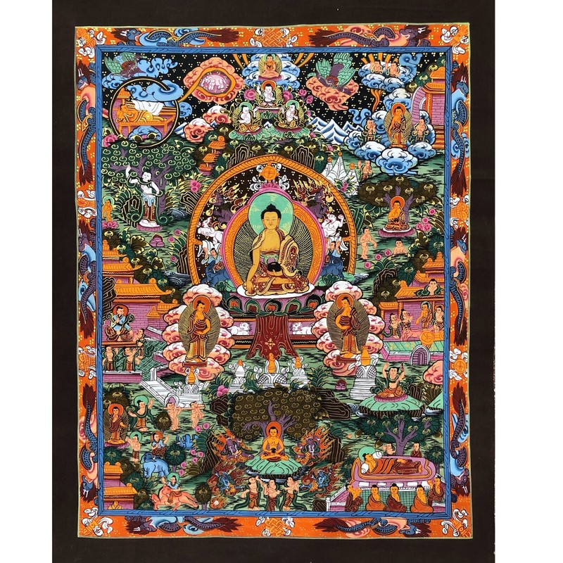 Buddha Life Thangka, Buddha Story Thanka, Fine Quality Buddha History