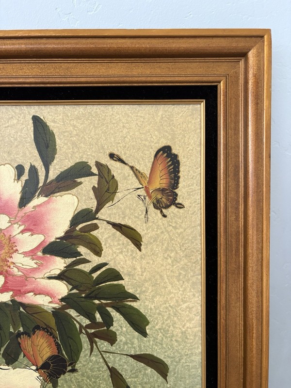 Peonies & Butterflies Original Painting Artist Signed Collectors Corner 29”x25” gallery