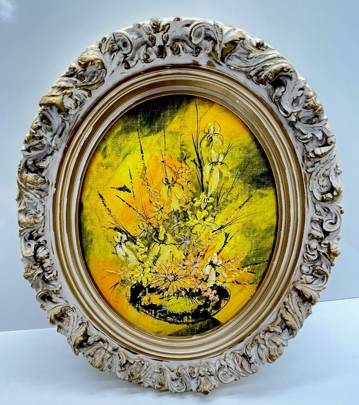 Mrs. Bee Ann Rugh Baker Original Canvas Framed Numbered 8 x 10 Painting Vtg