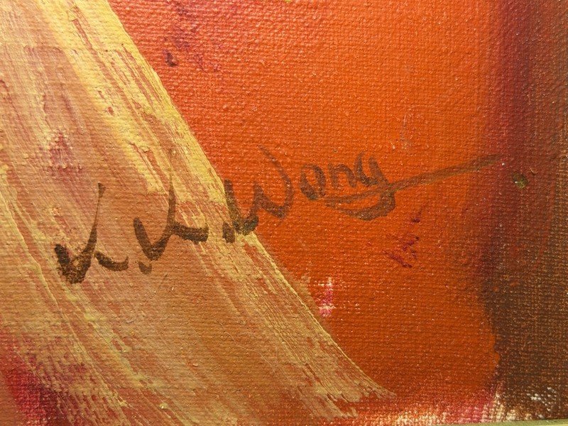 Orig K.K. Wong Oil Painting Chinese Girl Portrait Signed Vintage Framed Artwork gallery