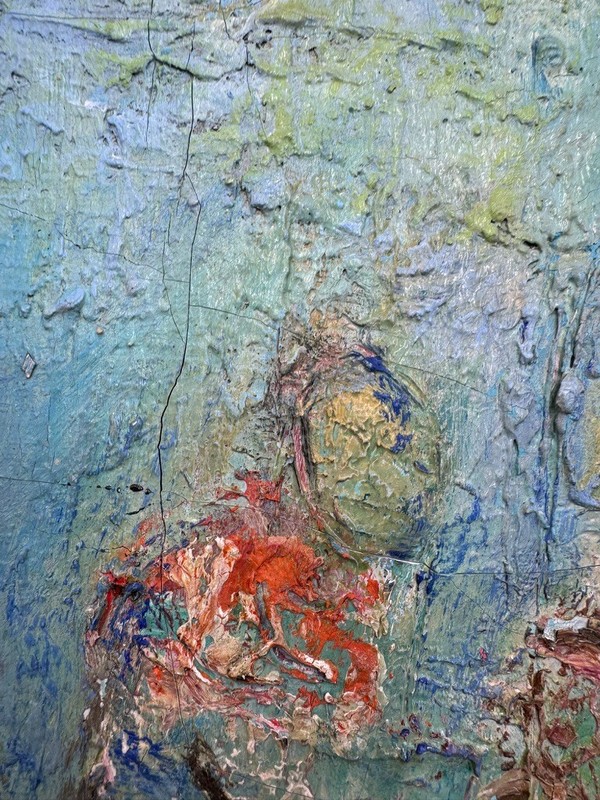 F Hochstein Abstract Impressionist Oil Canvas MID Century 36" x 14" gallery