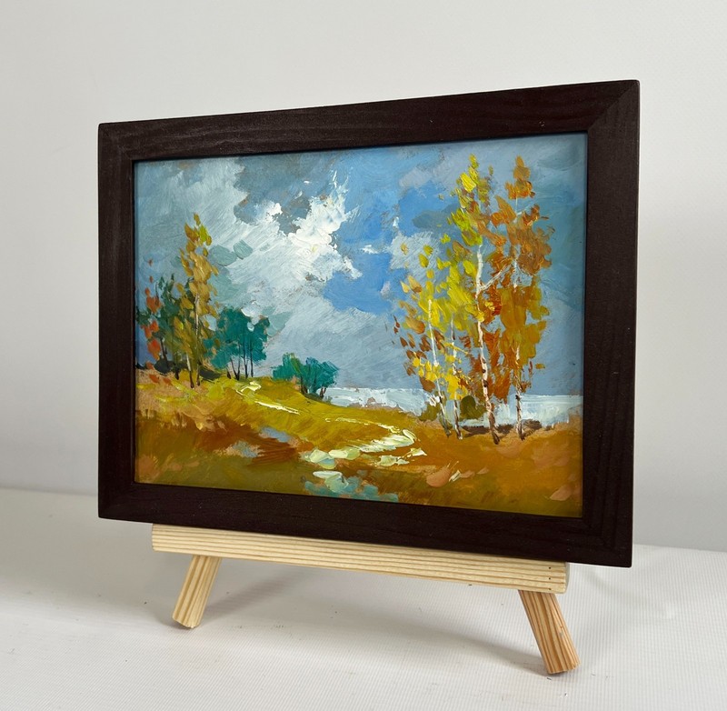 Oil Painting Autumn Trail With Fallen Leaves Y. Suprunchuk Original nAAA4408 gallery