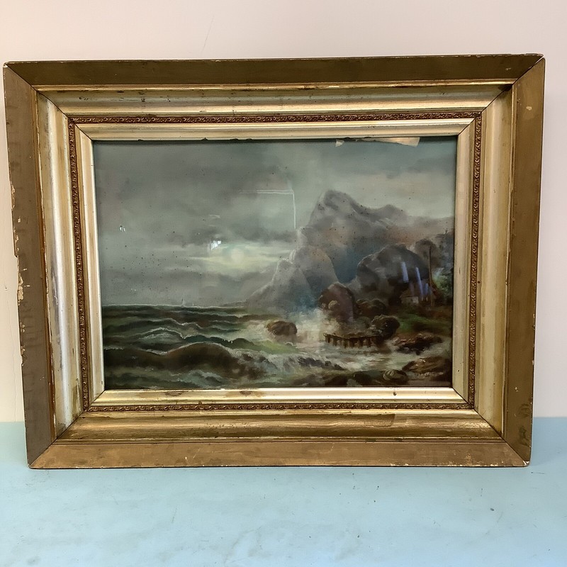 Seascape, Pastel Medium Signed MVH Frame 29”x23”
