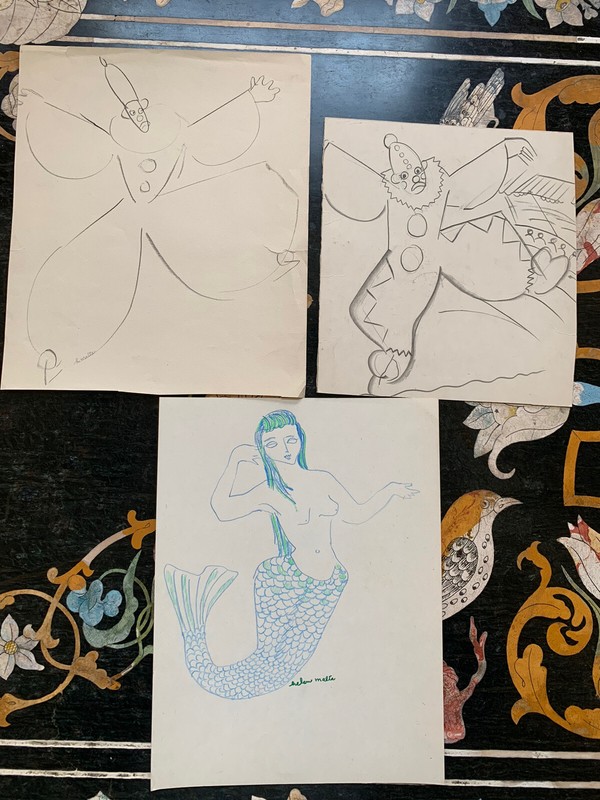Helen Malta( 1912-1975) Set Of 3 Study Drawing , Signed