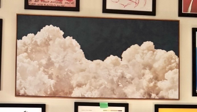 Large Framed Canvas Wall Art Panoramic Moody Clouds Dark Sky Navy Wood Frame