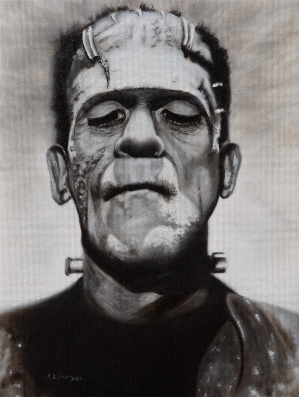 Frankenstein oil painting horror Movie Monster art
