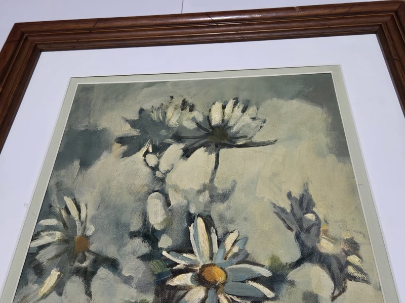 S. ALLYN SCHAEFFER 1965 SIGNED ORIGINAL STILL LIFE PAINTING ON BOARD SUNFLOWERS gallery