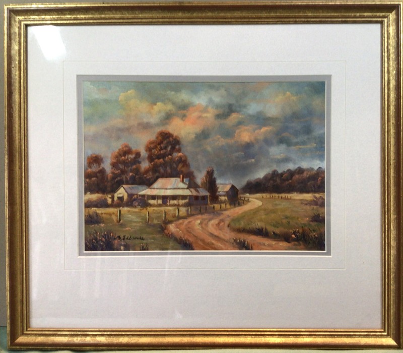 M Edbrooke Country Homestead Framed Oil Painting