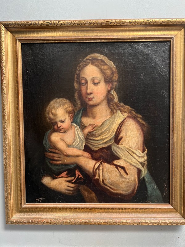 EUROPEAN SCHOOL «MARR AND CHILD» OIL ON CANVAS , SOUTH FLORIDA ESTATE