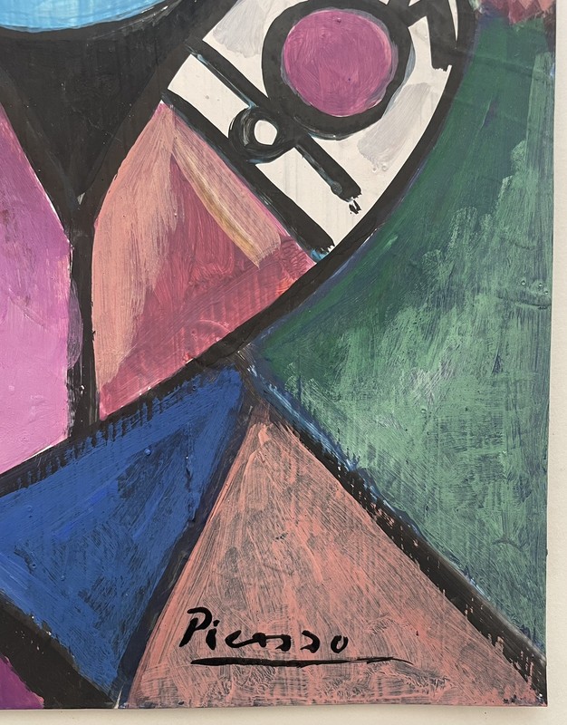 Picasso Pablo Original Painting Child Child's Room Cubist Signed Spanish Art F72 gallery