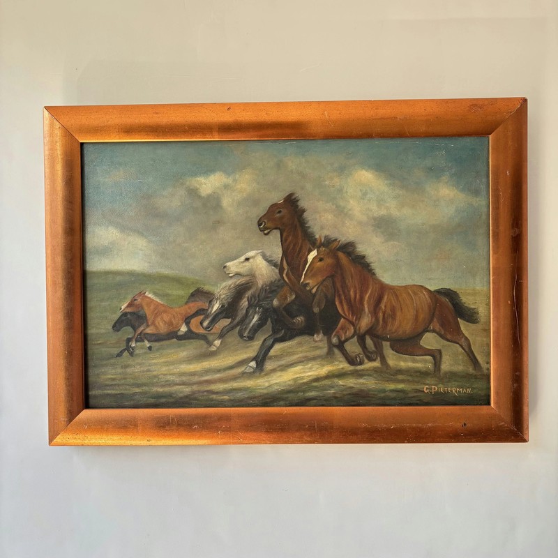 Timeless Animals Oil Painting «Running Horses» Original Artwork