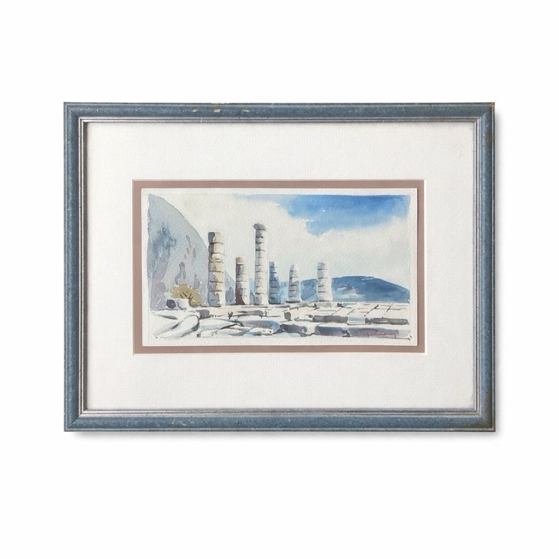George Papadoperakis Original Watercolor Painting Mediterranean Island Of Crete