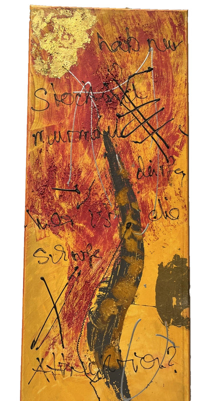 Attraction rust red gold oil painting 80×30 abstract sign dat ZM art milling