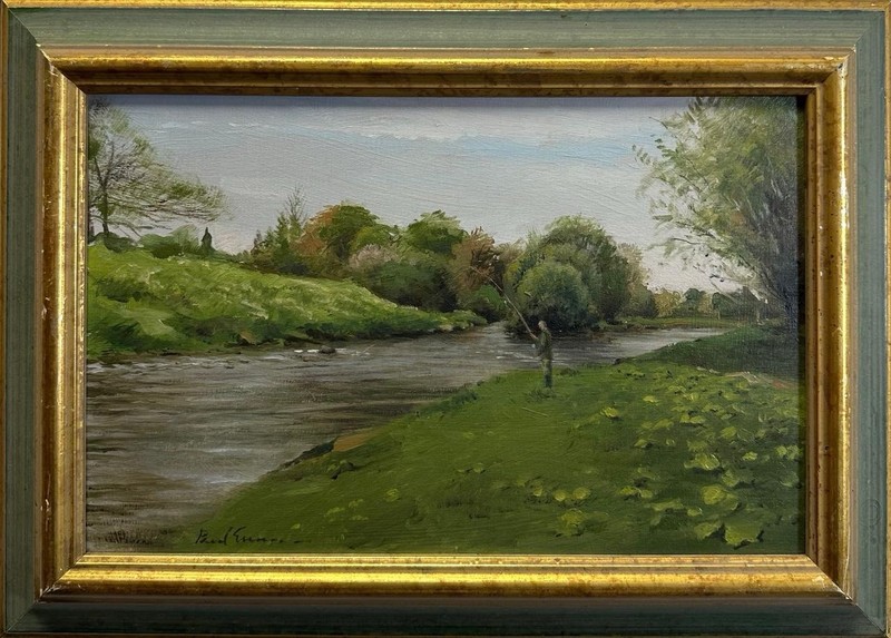 Paul Gunn ( B. 1934) : South Esk The Boat Pool , Oil On Panel , Signed