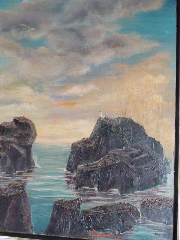 » Rocks» Vintage 1964 Original oil painting on canvas by Marguerite