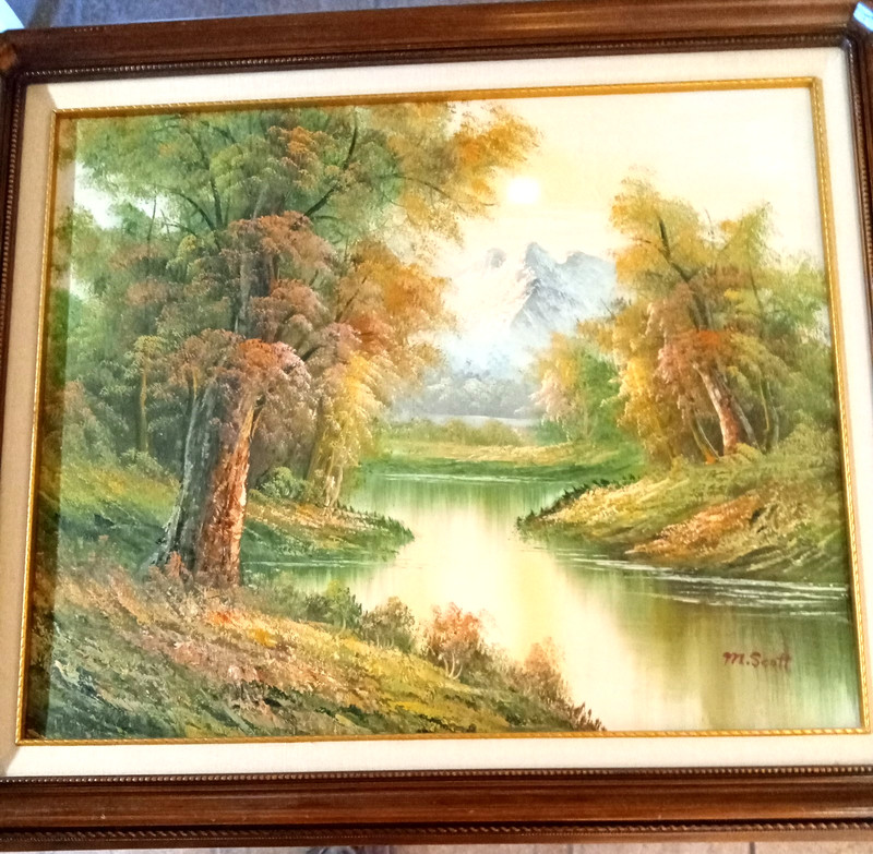 Framed original oil painting on canvas by artist M. Scott