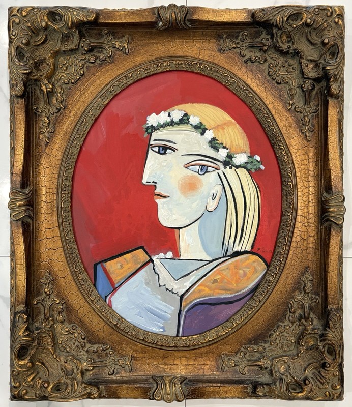 Pablo Picasso 1881-1973 Hand Signed ,Oil on Canvas. In The style of. Framed