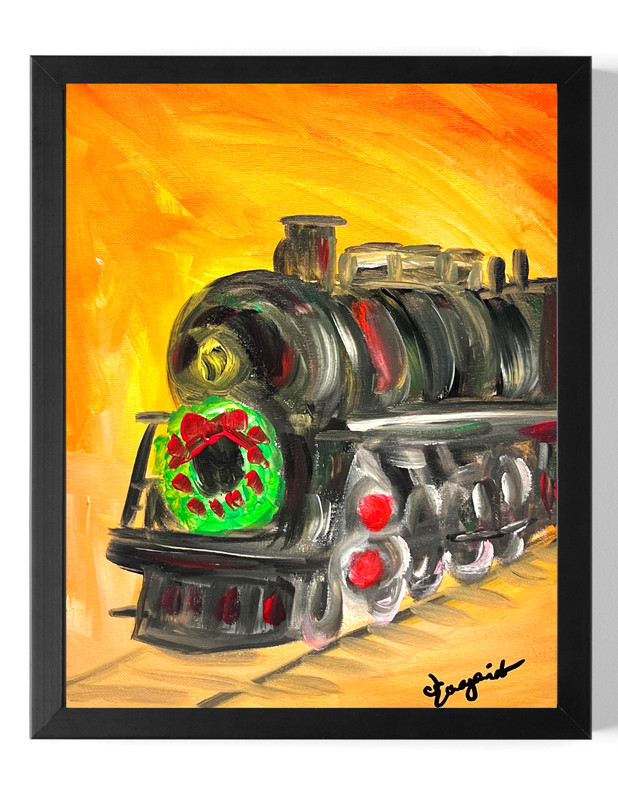 Guajardo Art: Cute Train 14X11 Original Canvas Whimsical Expressionism