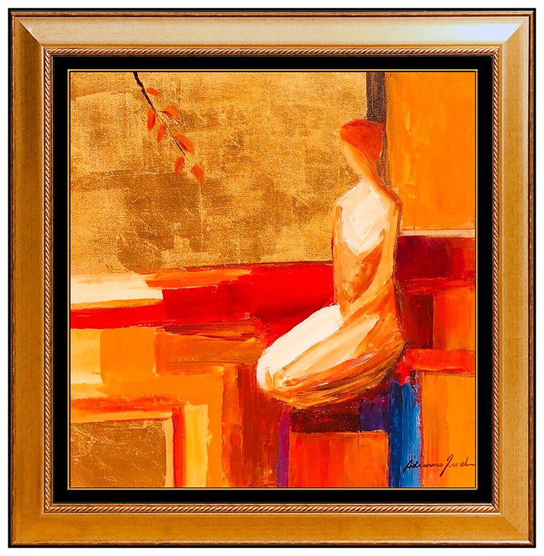 Adriana Naveh Painting Original Acrylic On Board Signed Female Still Life Framed